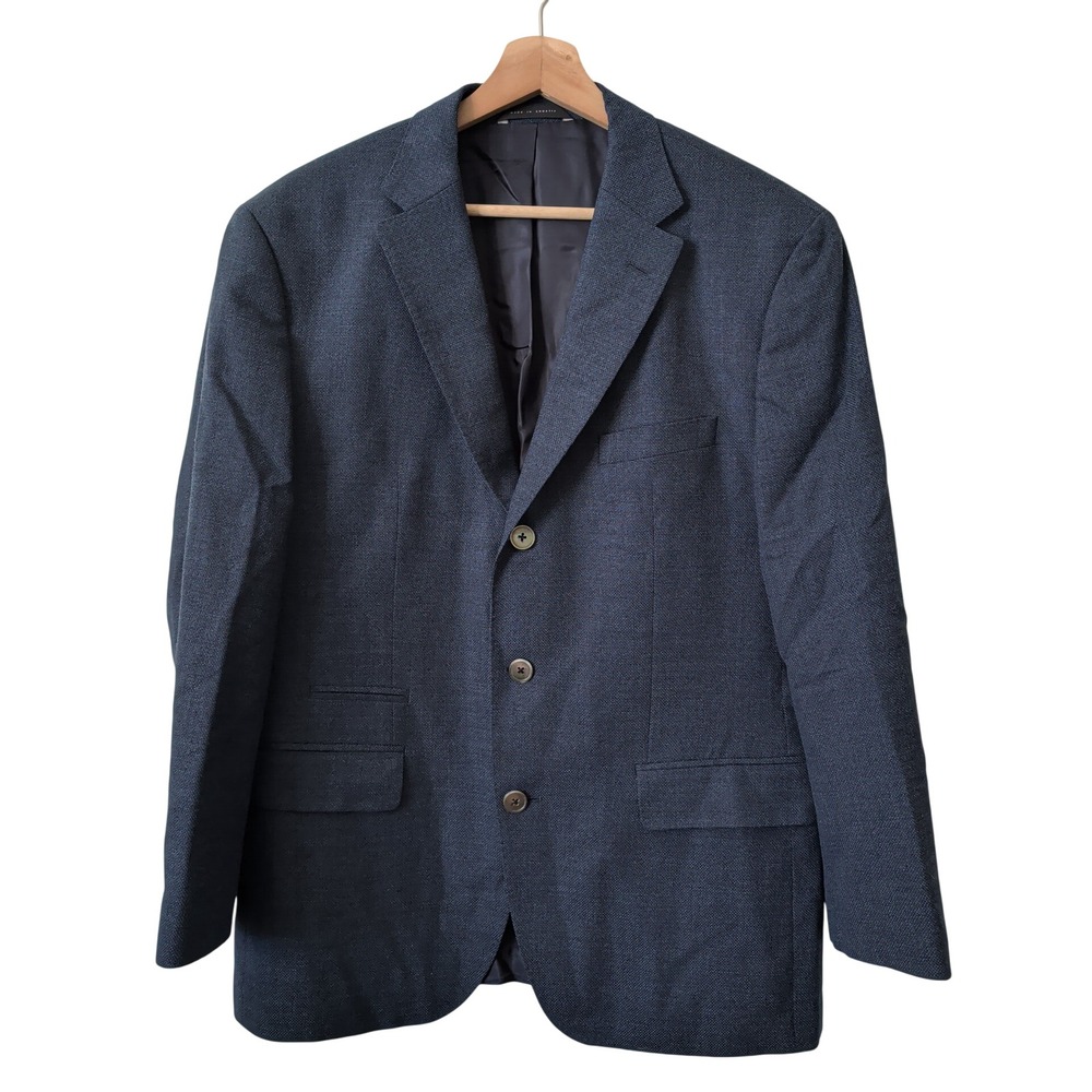 Hugo Boss Reda Super 110s Wool Blazer Blue Textured Sport Coat Mens 40S